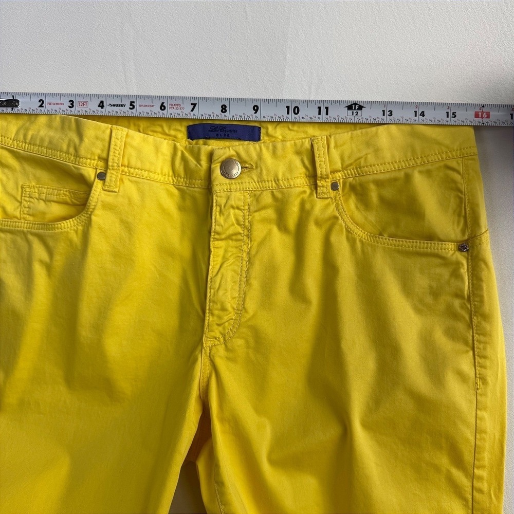 Les Copains Blue Womens Yellow Cotton Straight Leg Pants Italian summer - Picture 12 of 16